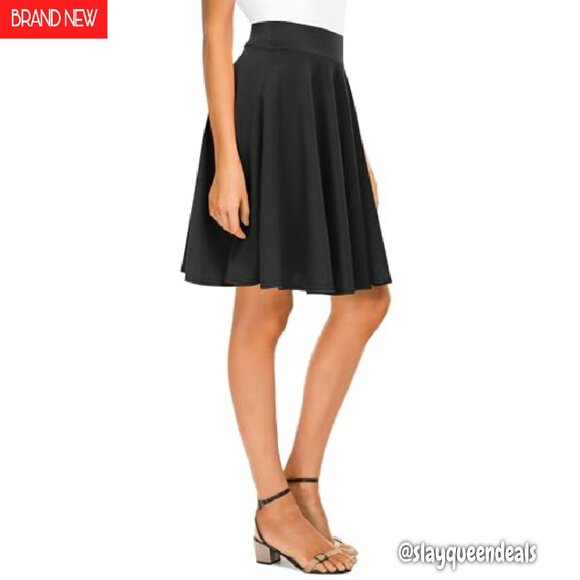 Stretchy High Waisted Midi Skirt Flared A-Line Casual Versatile - Picture 2 of 6